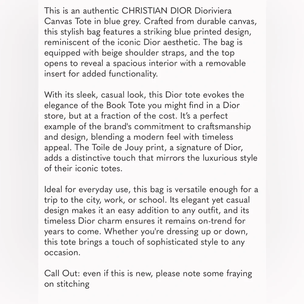 NEW Dior Riviera Large VIP Canvas Tote Bag- Sell for $850 - Picture 11 of 13